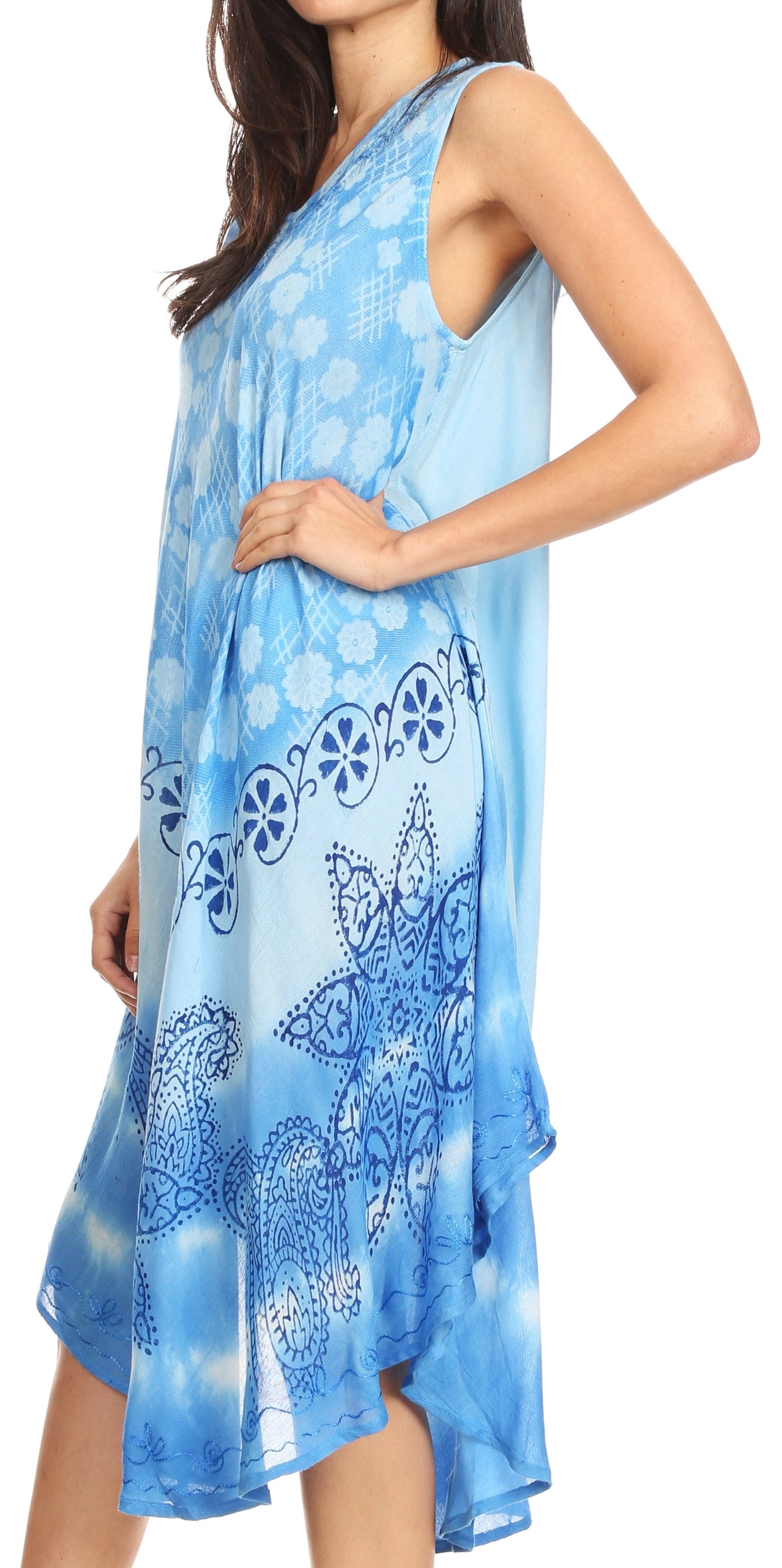 Vestido largo informal sin mangas con efecto tie-dye y tirantes finos para mujer de Sakkas Ambra