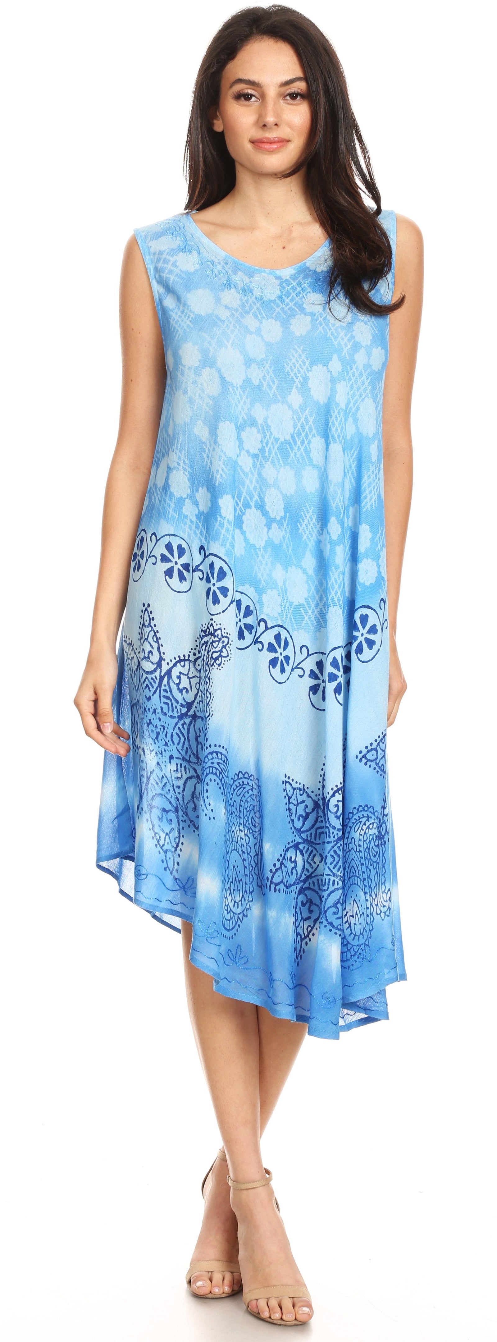 Vestido largo informal sin mangas con efecto tie-dye y tirantes finos para mujer de Sakkas Ambra