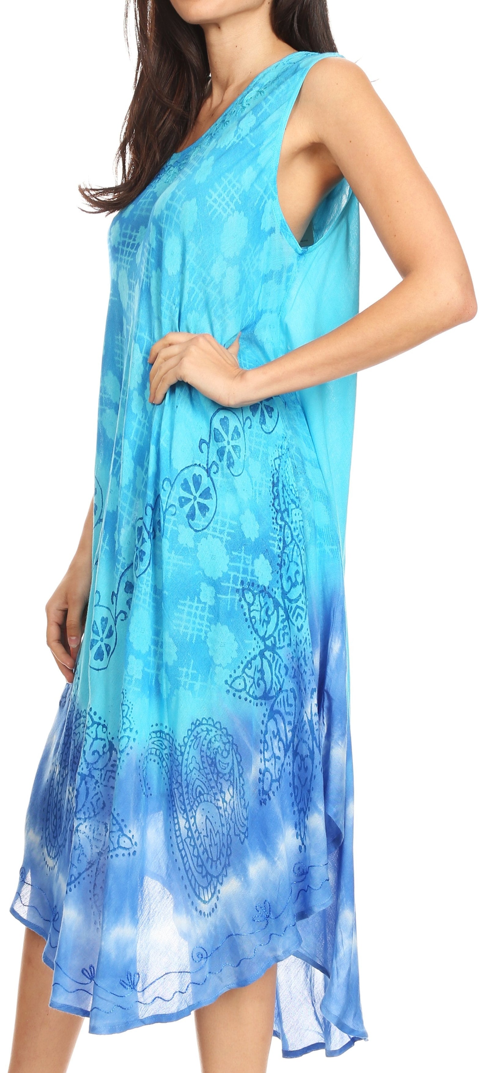 Vestido largo informal sin mangas con efecto tie-dye y tirantes finos para mujer de Sakkas Ambra