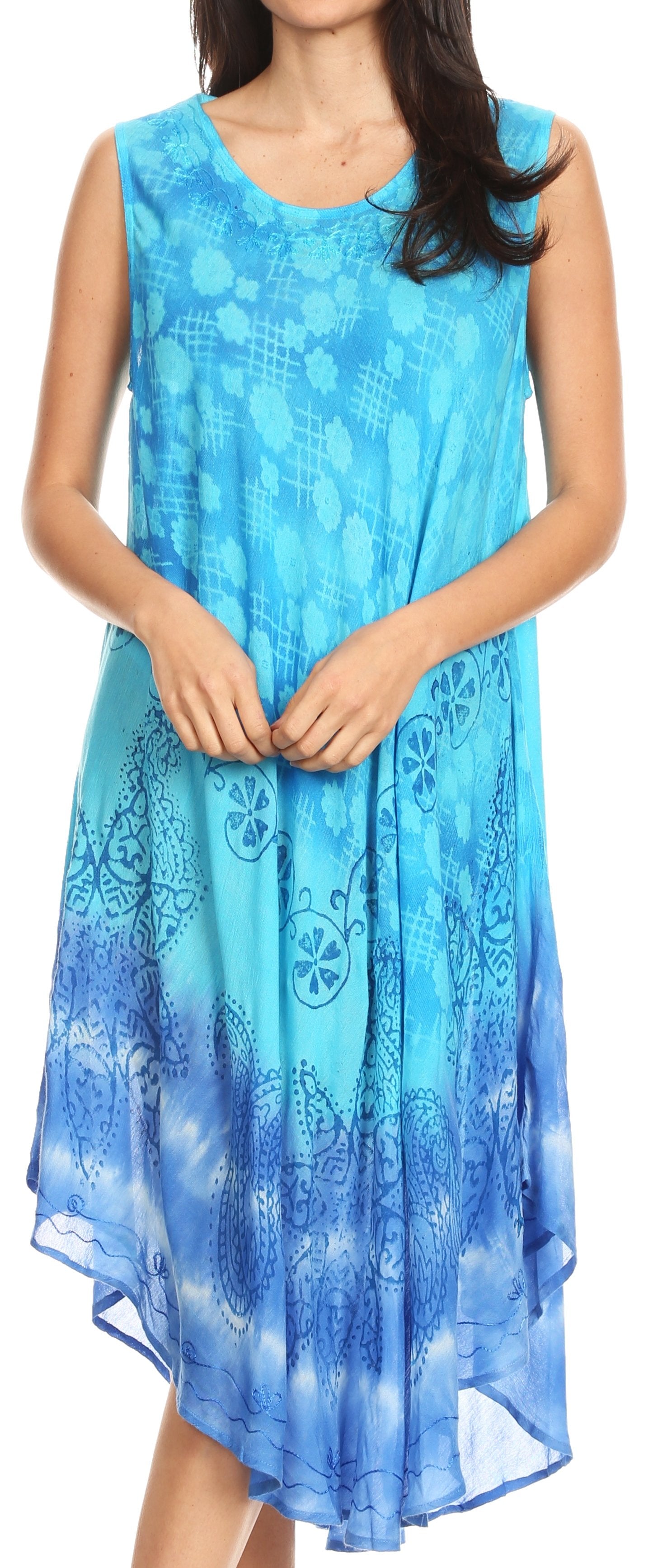 Vestido largo informal sin mangas con efecto tie-dye y tirantes finos para mujer de Sakkas Ambra