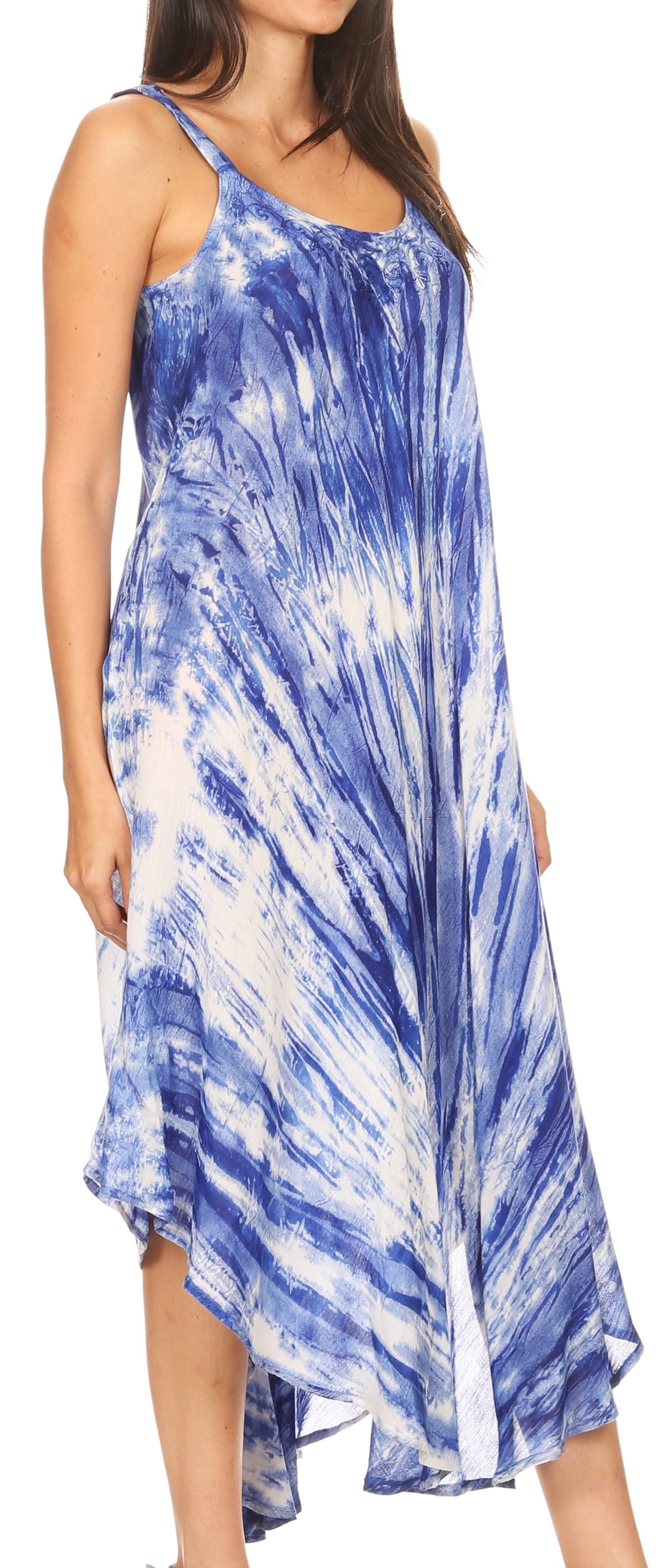 Vestido caftán Sakkas Liz para mujer, largo, suelto, sin mangas, informal, de verano
