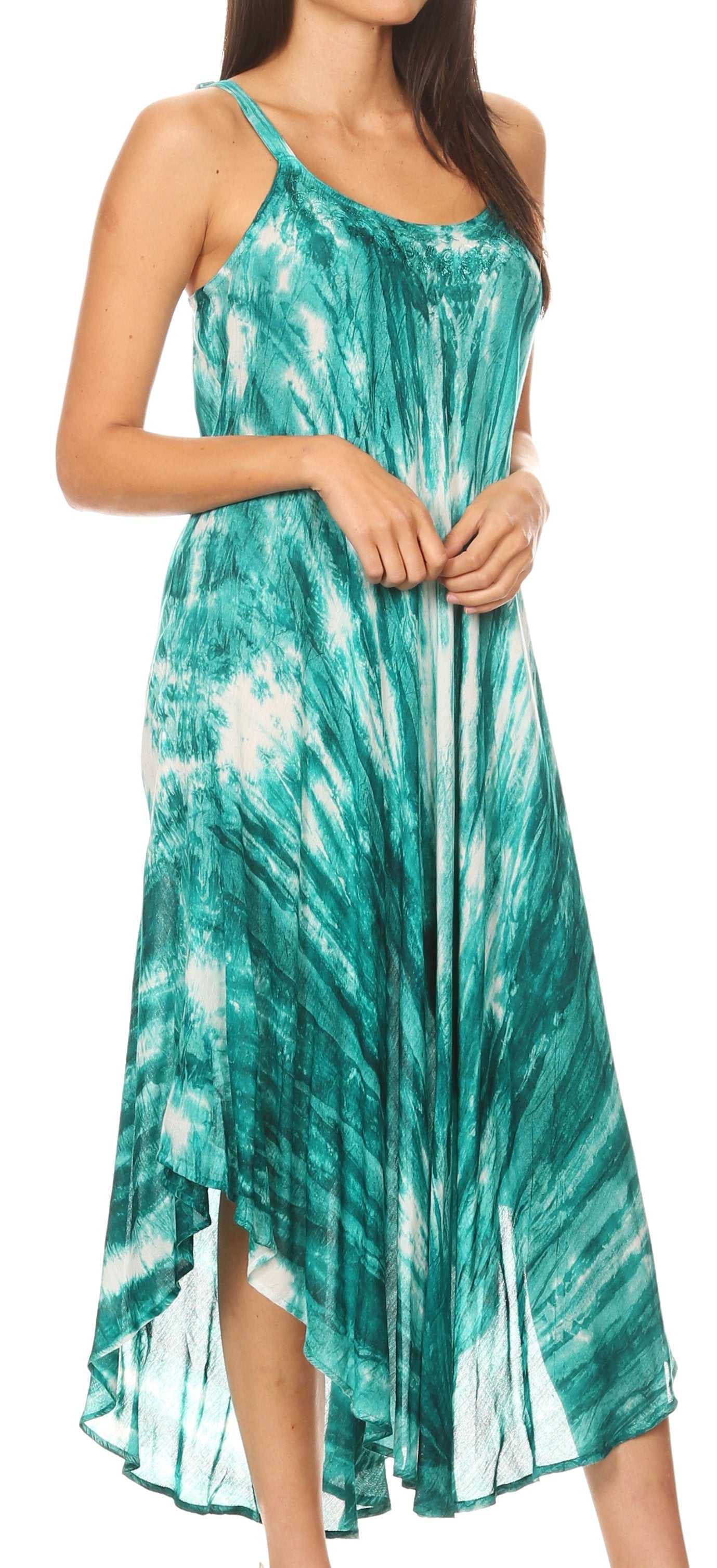 Vestido caftán Sakkas Liz para mujer, largo, suelto, sin mangas, informal, de verano