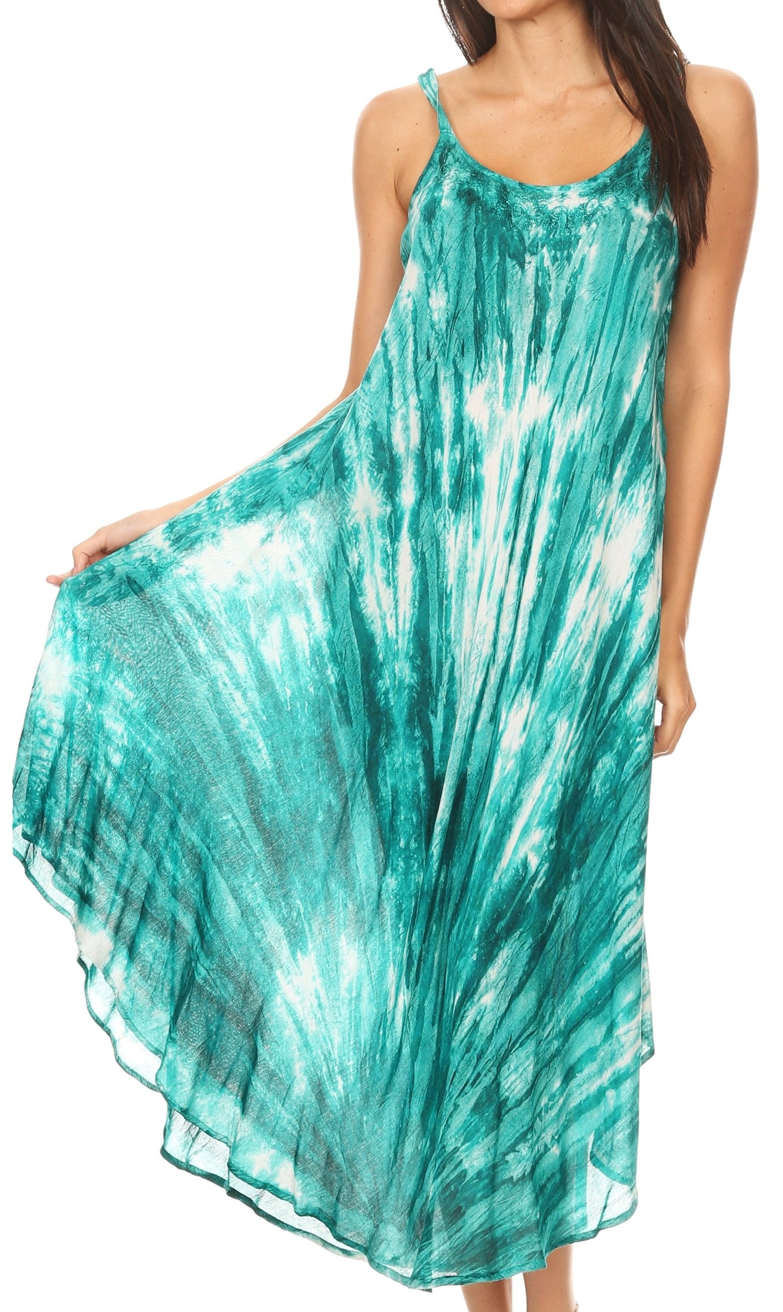 Vestido caftán Sakkas Liz para mujer, largo, suelto, sin mangas, informal, de verano