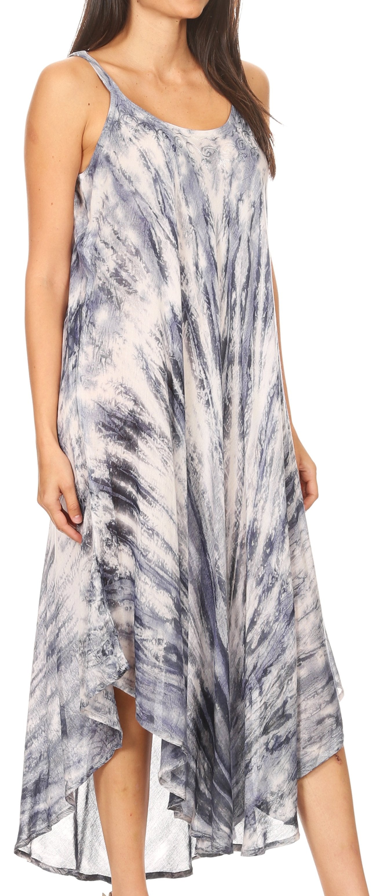Vestido caftán Sakkas Liz para mujer, largo, suelto, sin mangas, informal, de verano
