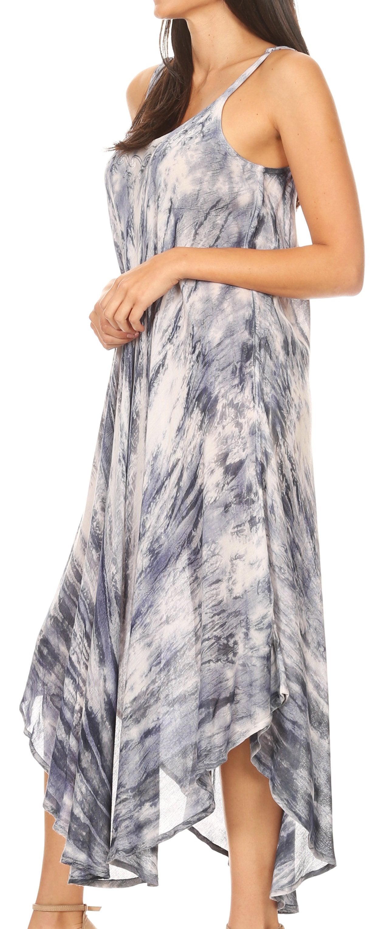 Vestido caftán Sakkas Liz para mujer, largo, suelto, sin mangas, informal, de verano