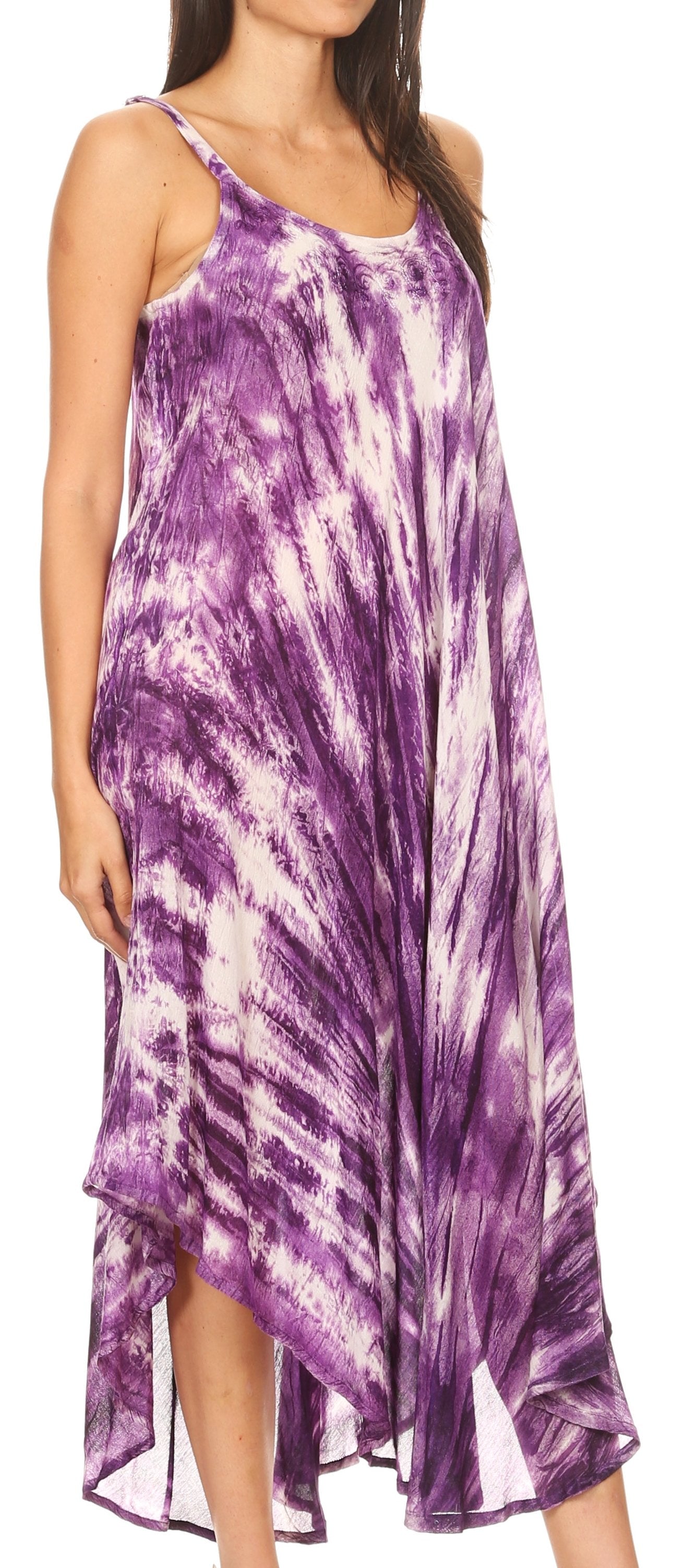 Vestido caftán Sakkas Liz para mujer, largo, suelto, sin mangas, informal, de verano