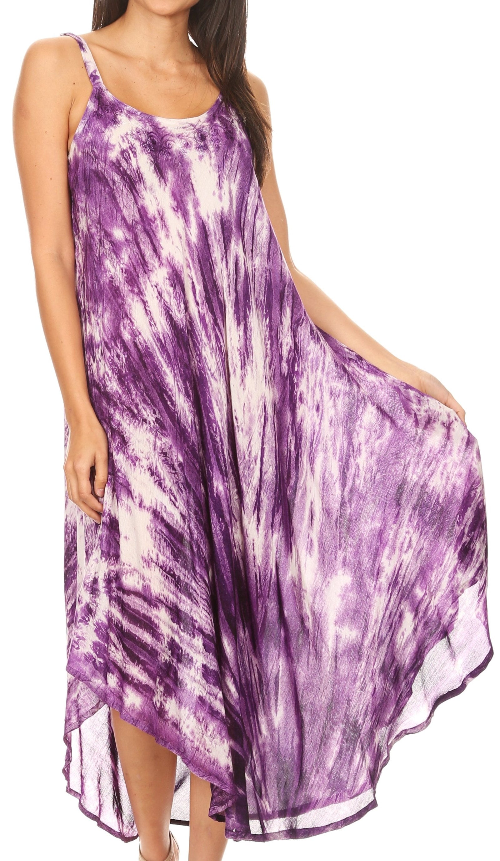 Vestido caftán Sakkas Liz para mujer, largo, suelto, sin mangas, informal, de verano