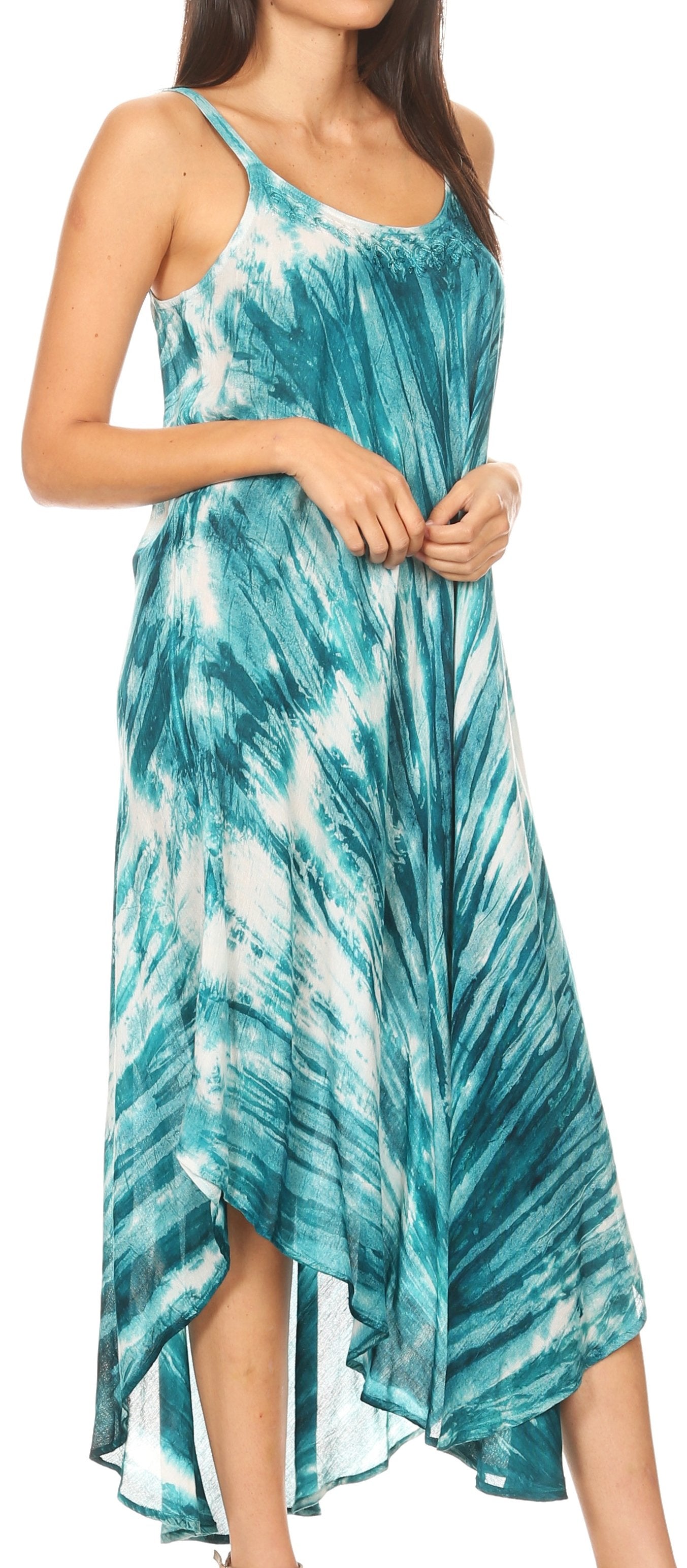 Vestido caftán Sakkas Liz para mujer, largo, suelto, sin mangas, informal, de verano