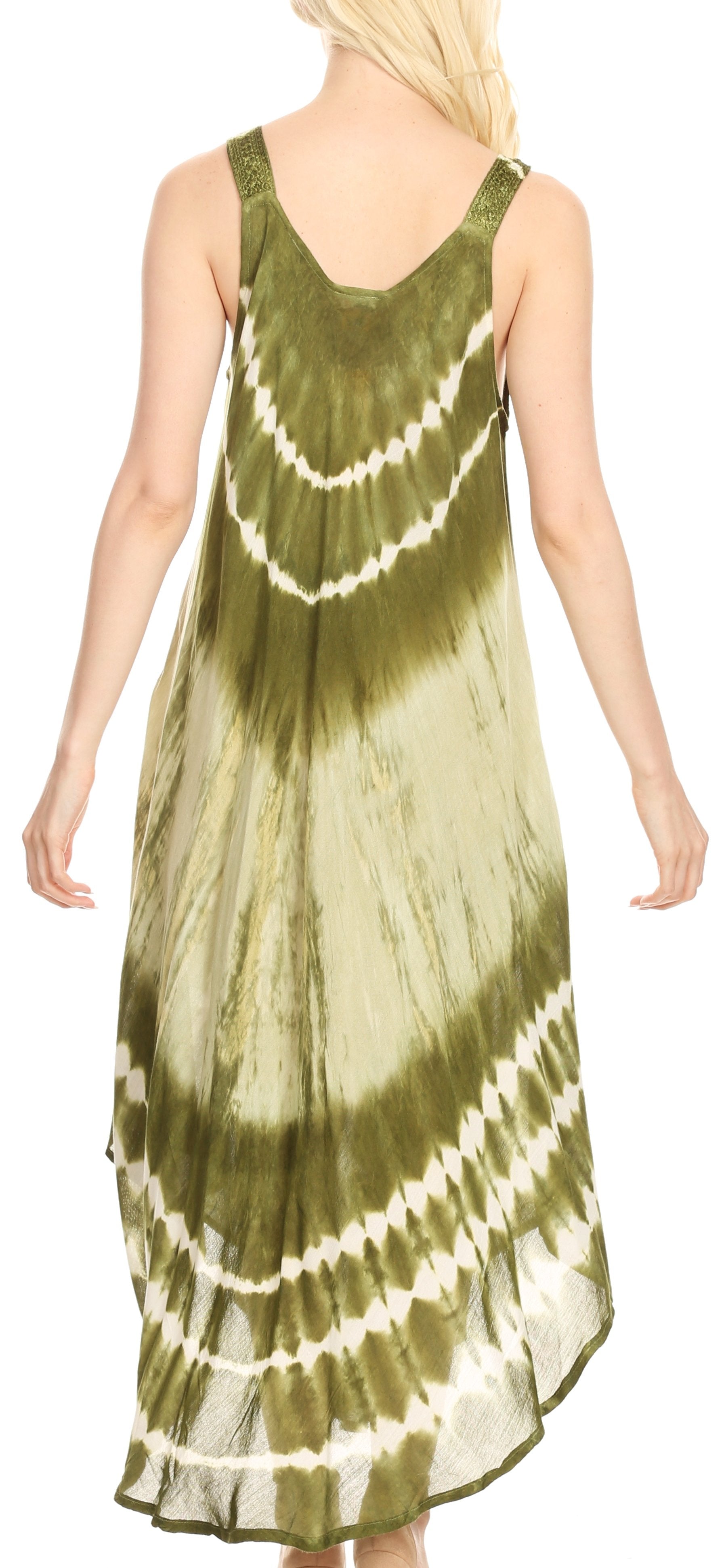 Vestido caftán Sakkas Liz para mujer, largo, suelto, sin mangas, informal, de verano