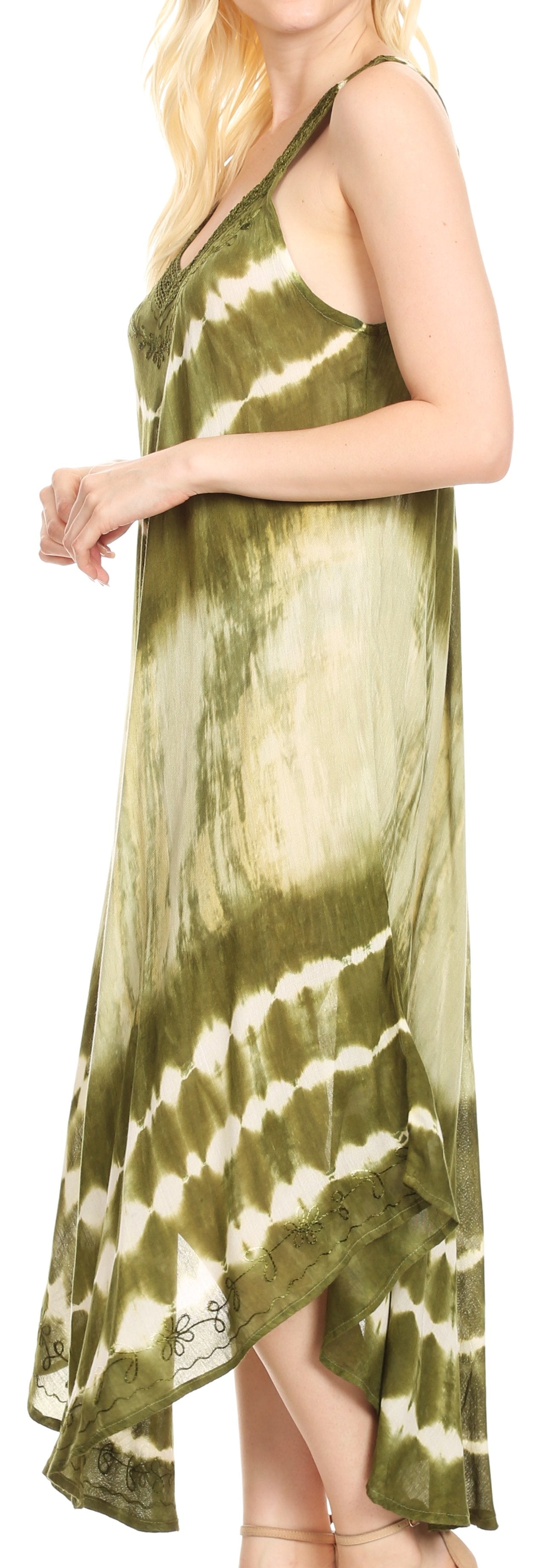 Vestido caftán Sakkas Liz para mujer, largo, suelto, sin mangas, informal, de verano