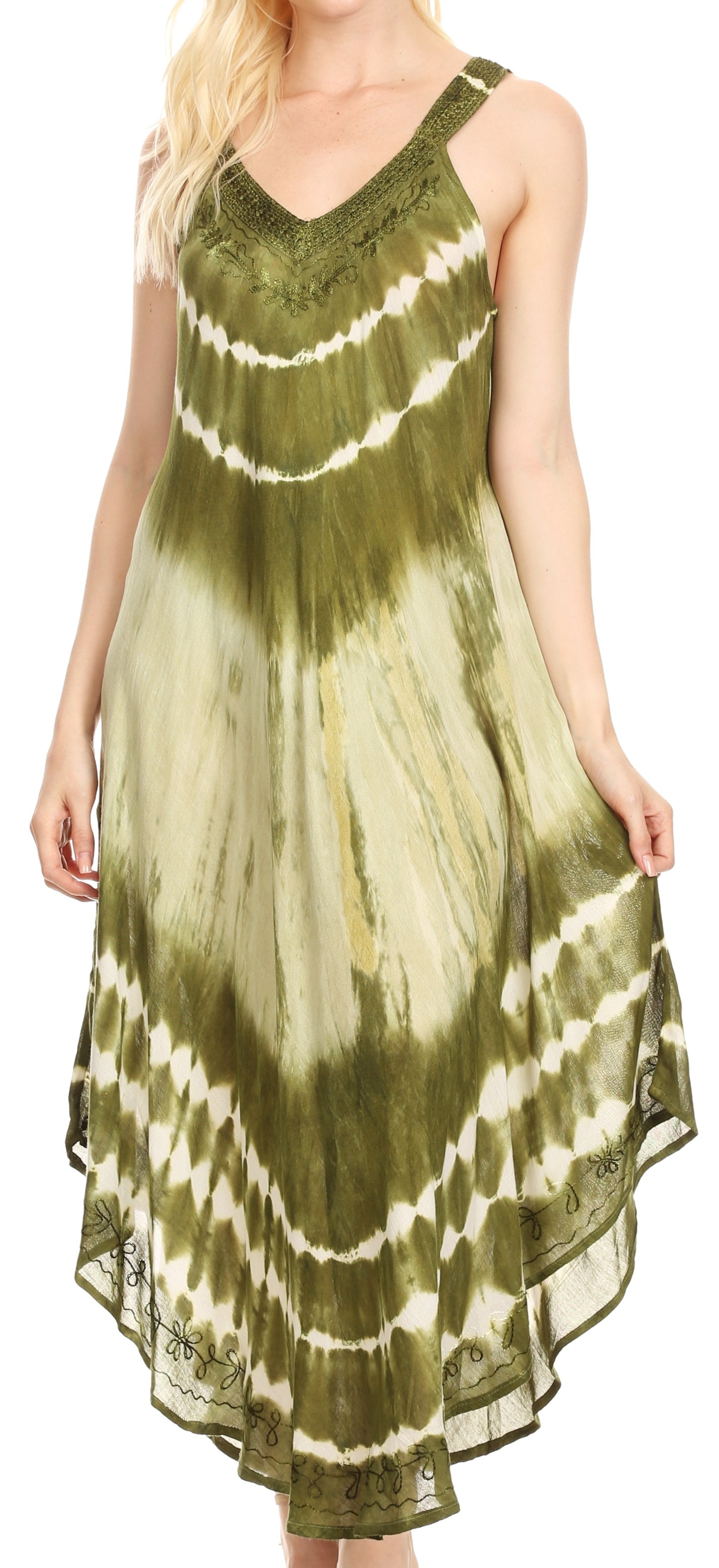 Vestido caftán Sakkas Liz para mujer, largo, suelto, sin mangas, informal, de verano