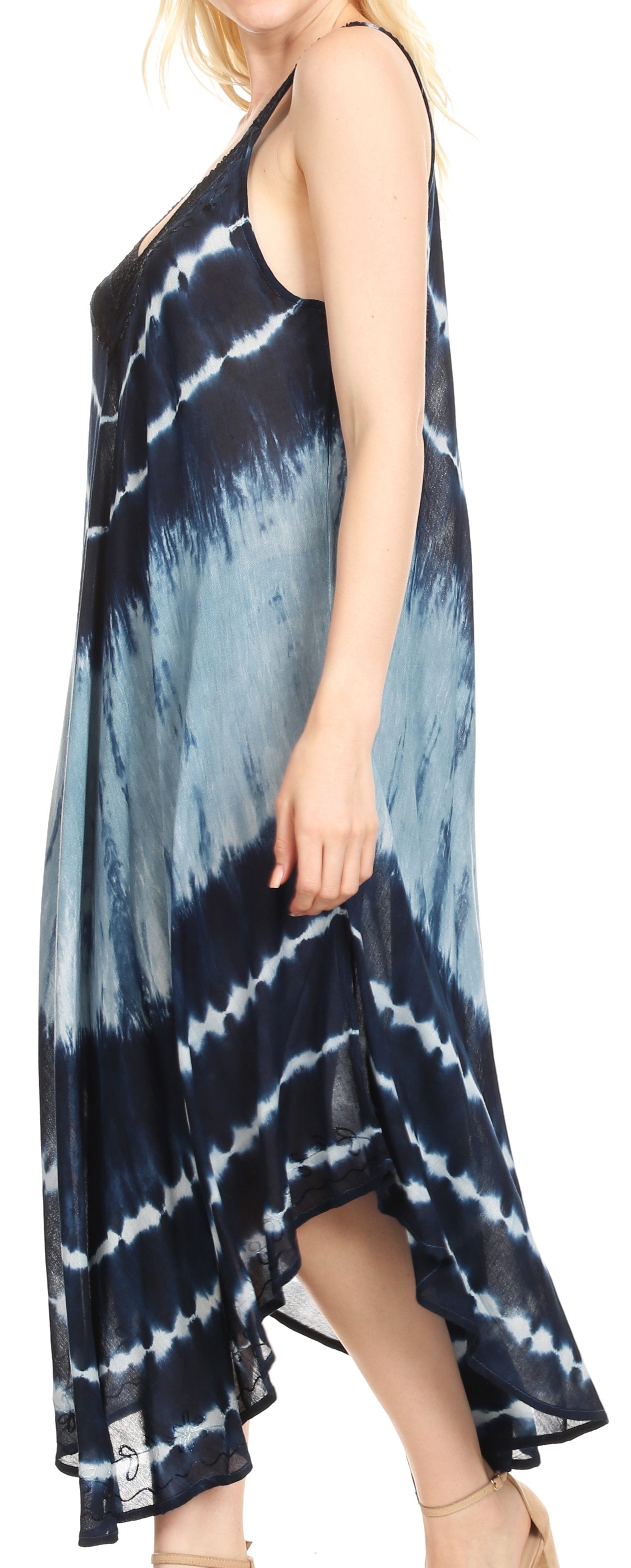 Vestido caftán Sakkas Liz para mujer, largo, suelto, sin mangas, informal, de verano