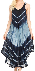 Vestido caftán Sakkas Liz para mujer, largo, suelto, sin mangas, informal, de verano