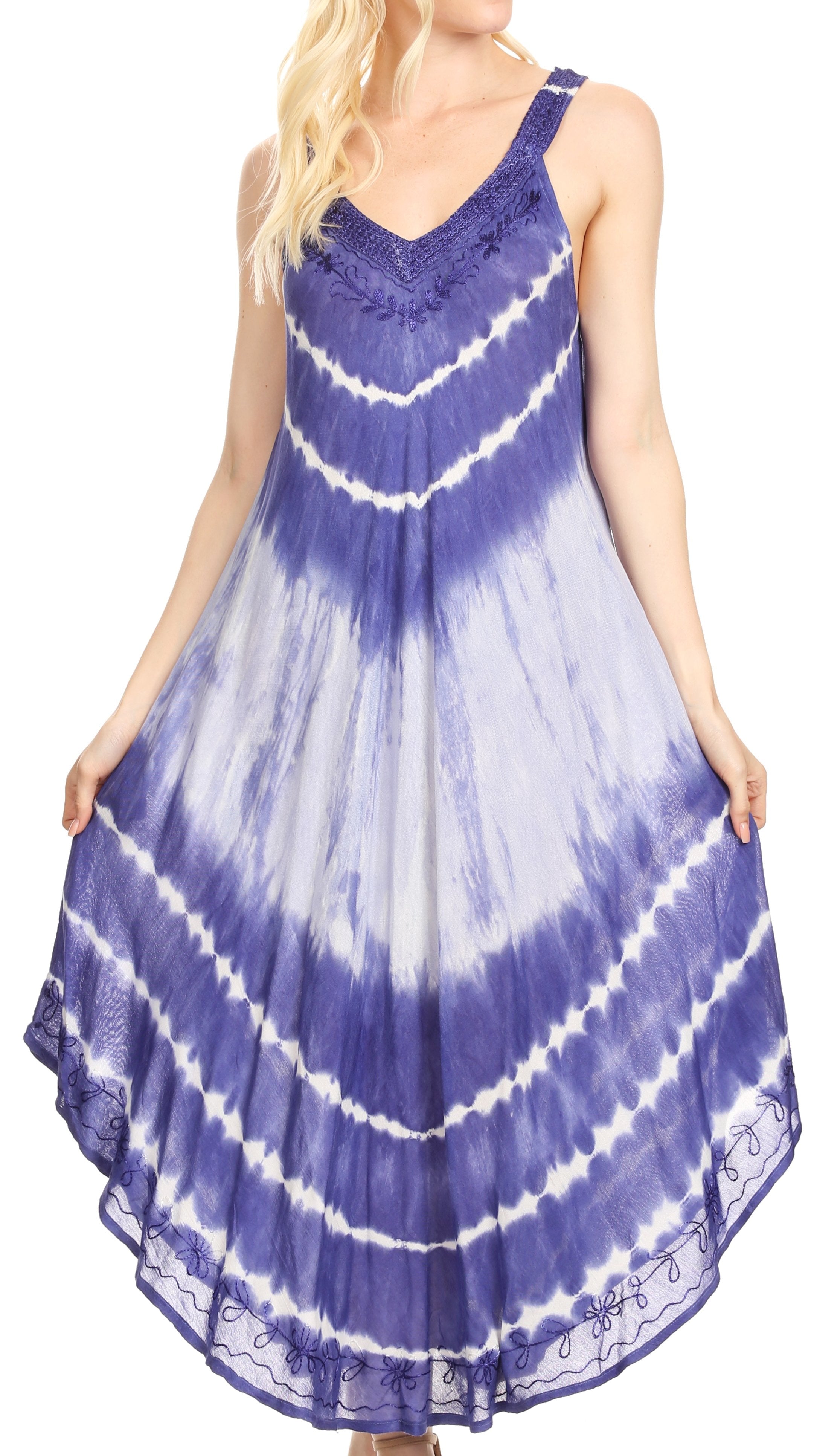 Vestido caftán Sakkas Liz para mujer, largo, suelto, sin mangas, informal, de verano