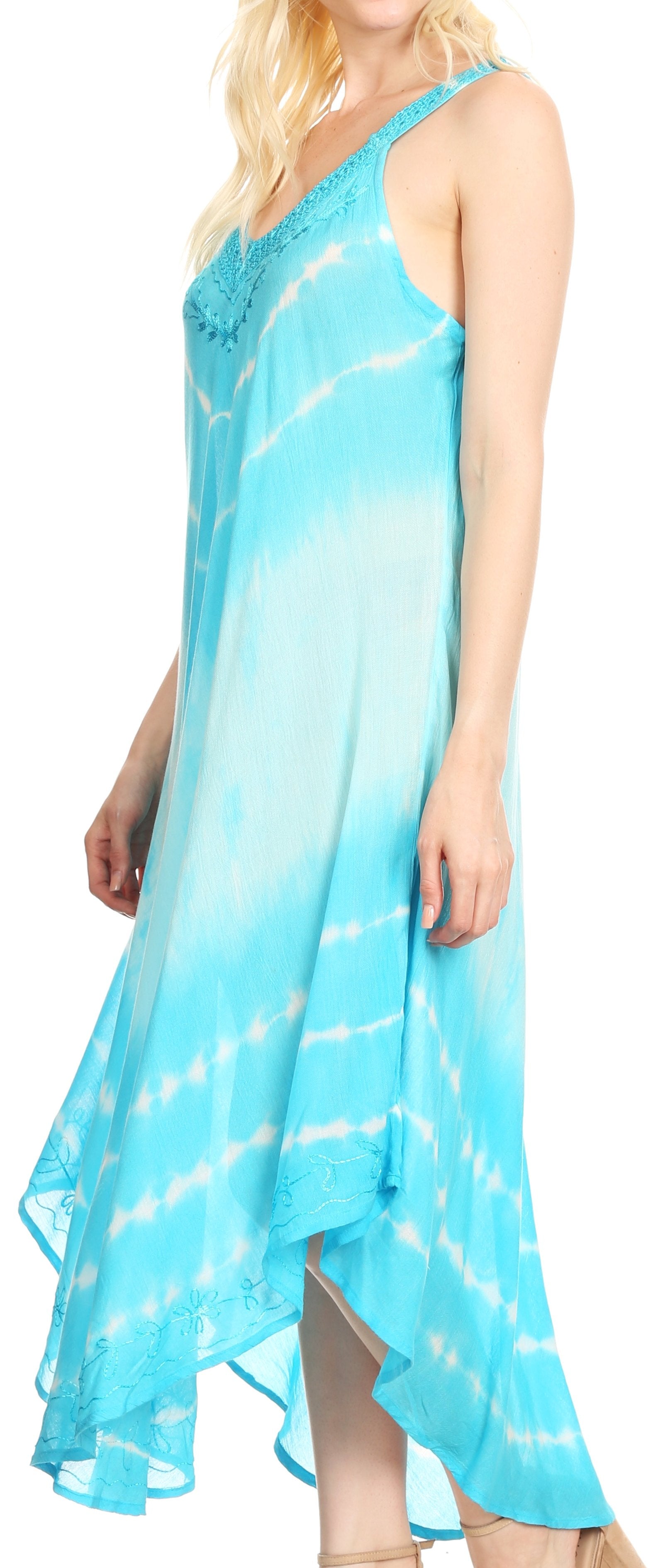 Vestido caftán Sakkas Liz para mujer, largo, suelto, sin mangas, informal, de verano