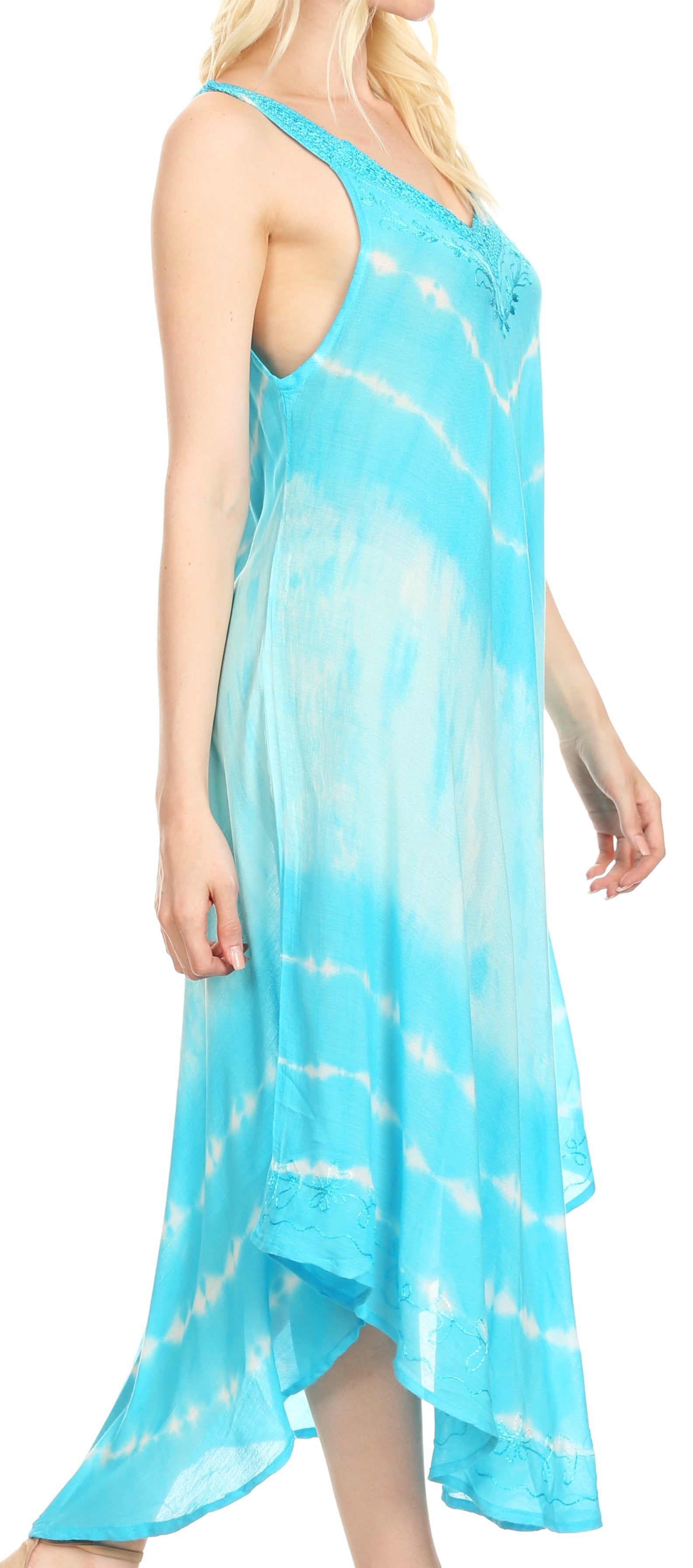 Vestido caftán Sakkas Liz para mujer, largo, suelto, sin mangas, informal, de verano