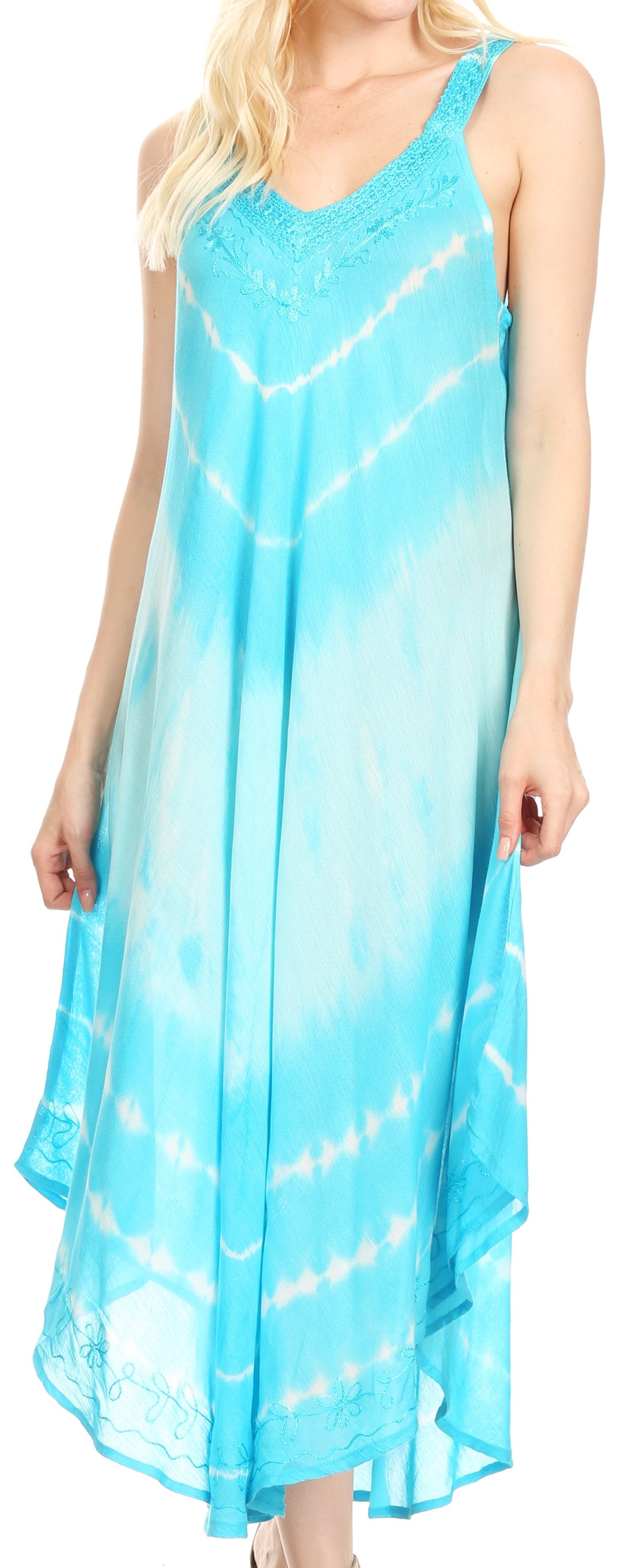 Vestido caftán Sakkas Liz para mujer, largo, suelto, sin mangas, informal, de verano