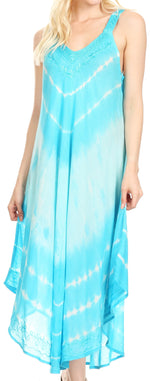 Vestido caftán Sakkas Liz para mujer, largo, suelto, sin mangas, informal, de verano