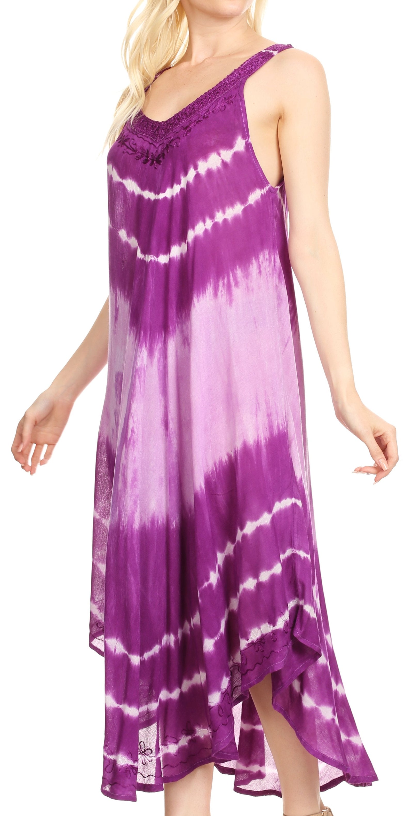 Vestido caftán Sakkas Liz para mujer, largo, suelto, sin mangas, informal, de verano