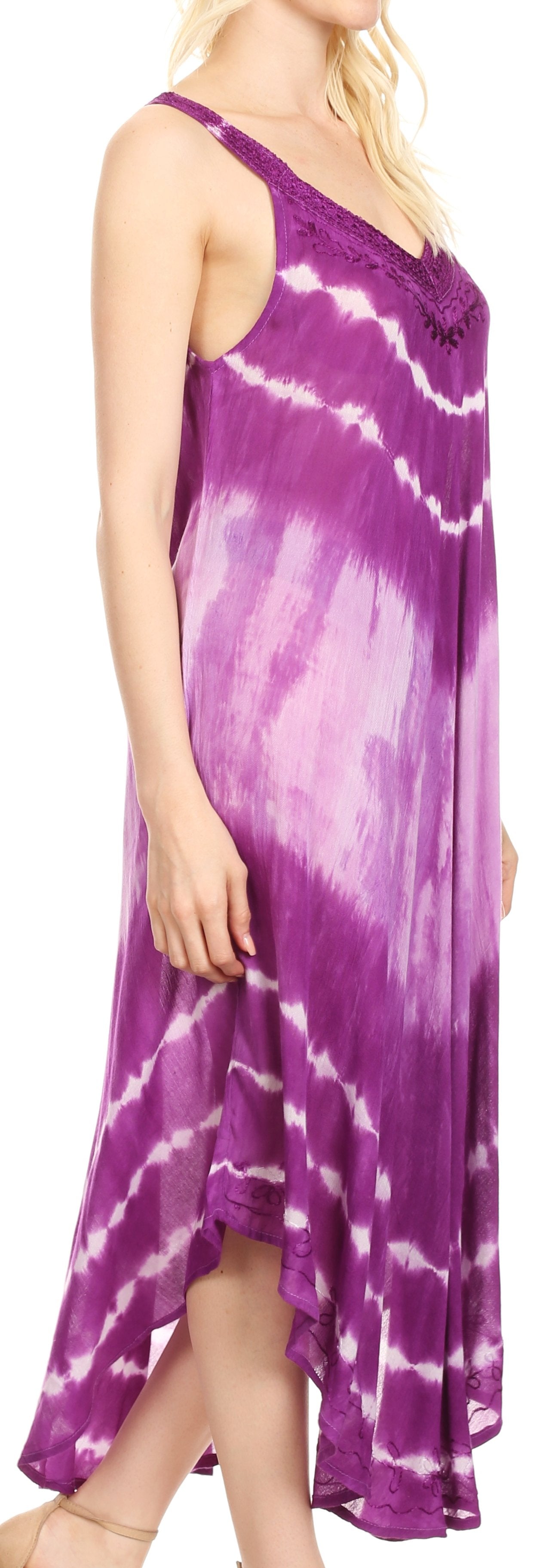 Vestido caftán Sakkas Liz para mujer, largo, suelto, sin mangas, informal, de verano