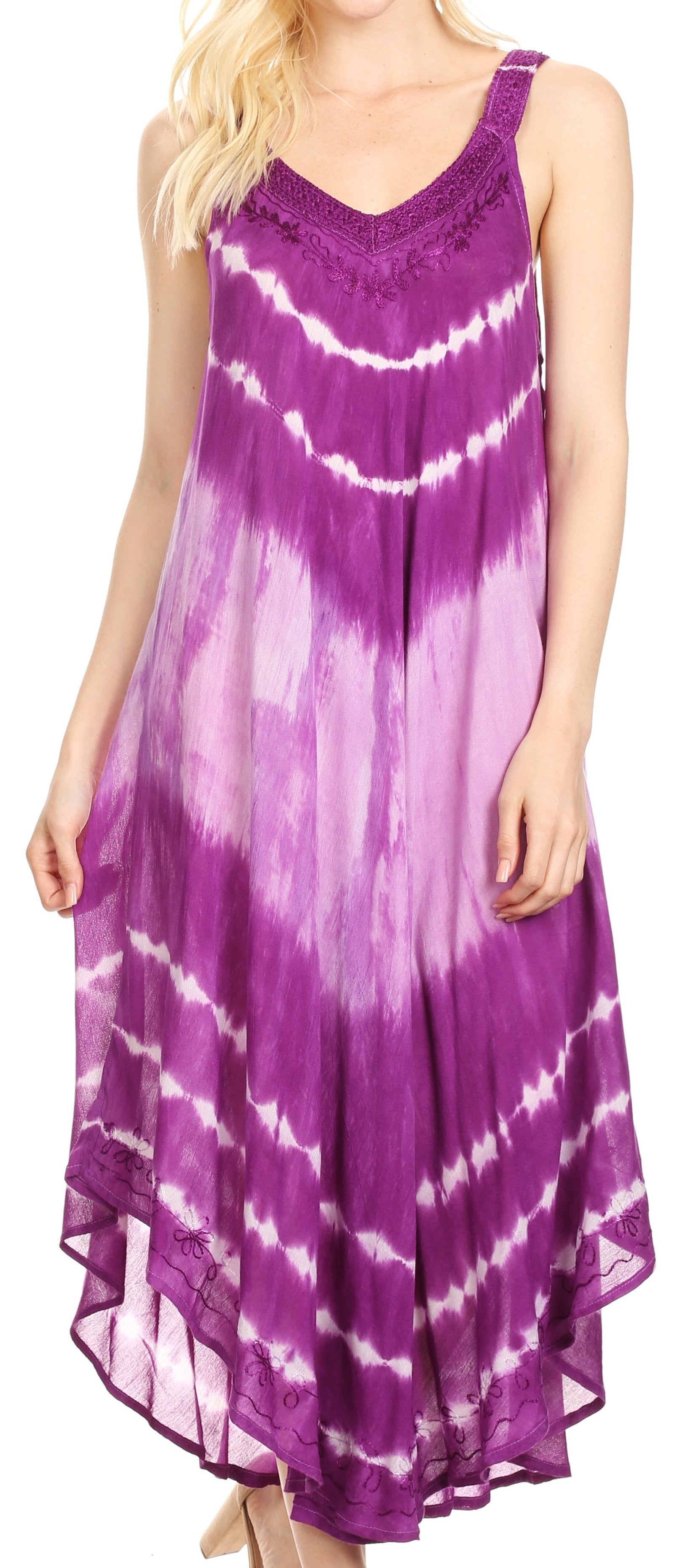 Vestido caftán Sakkas Liz para mujer, largo, suelto, sin mangas, informal, de verano