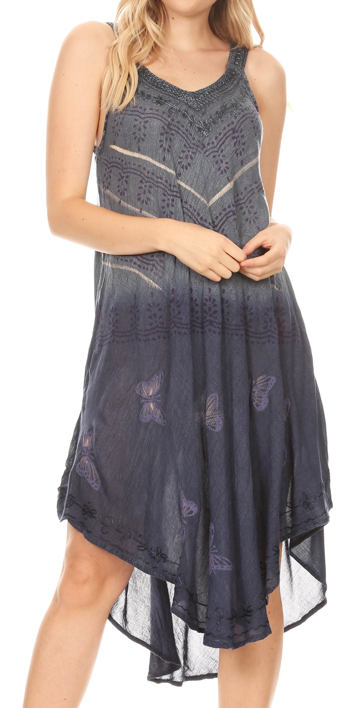 Vestido caftán Sakkas Liz para mujer, largo, suelto, sin mangas, informal, de verano