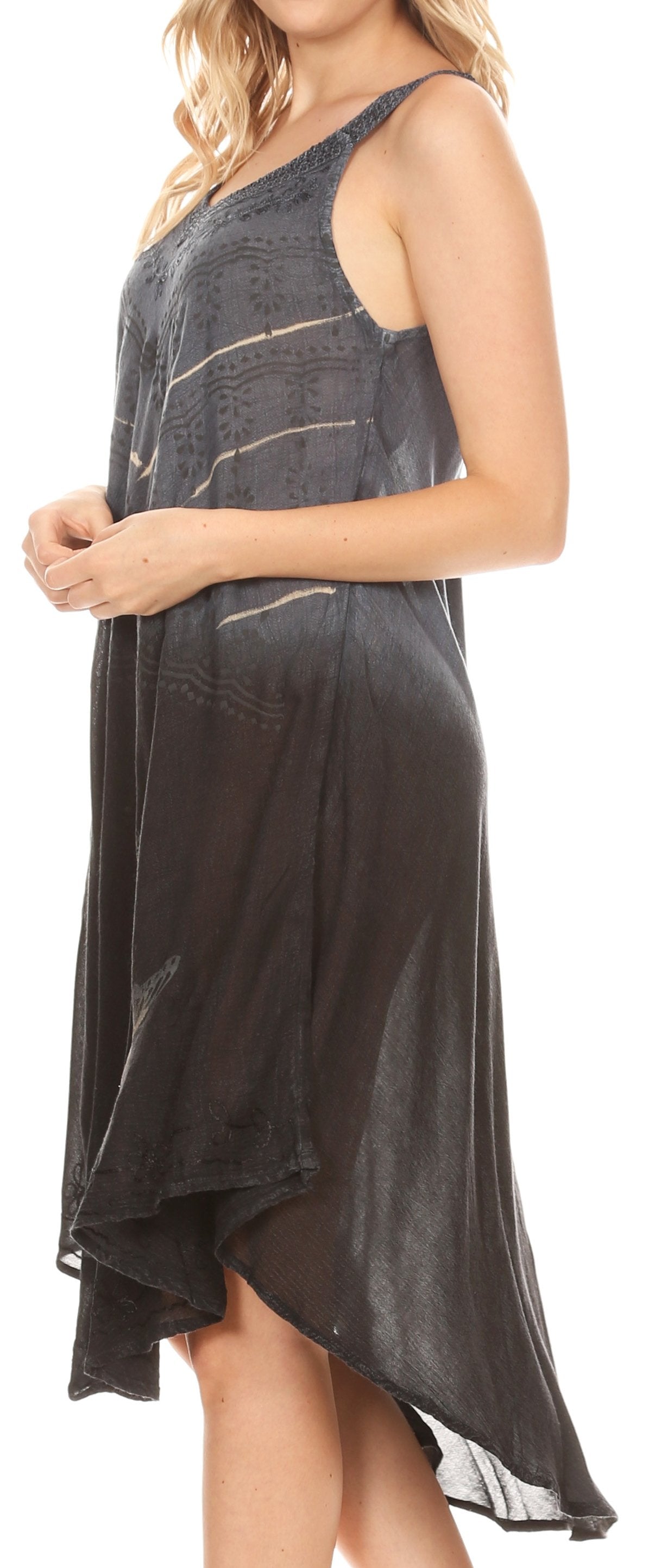 Vestido caftán Sakkas Liz para mujer, largo, suelto, sin mangas, informal, de verano