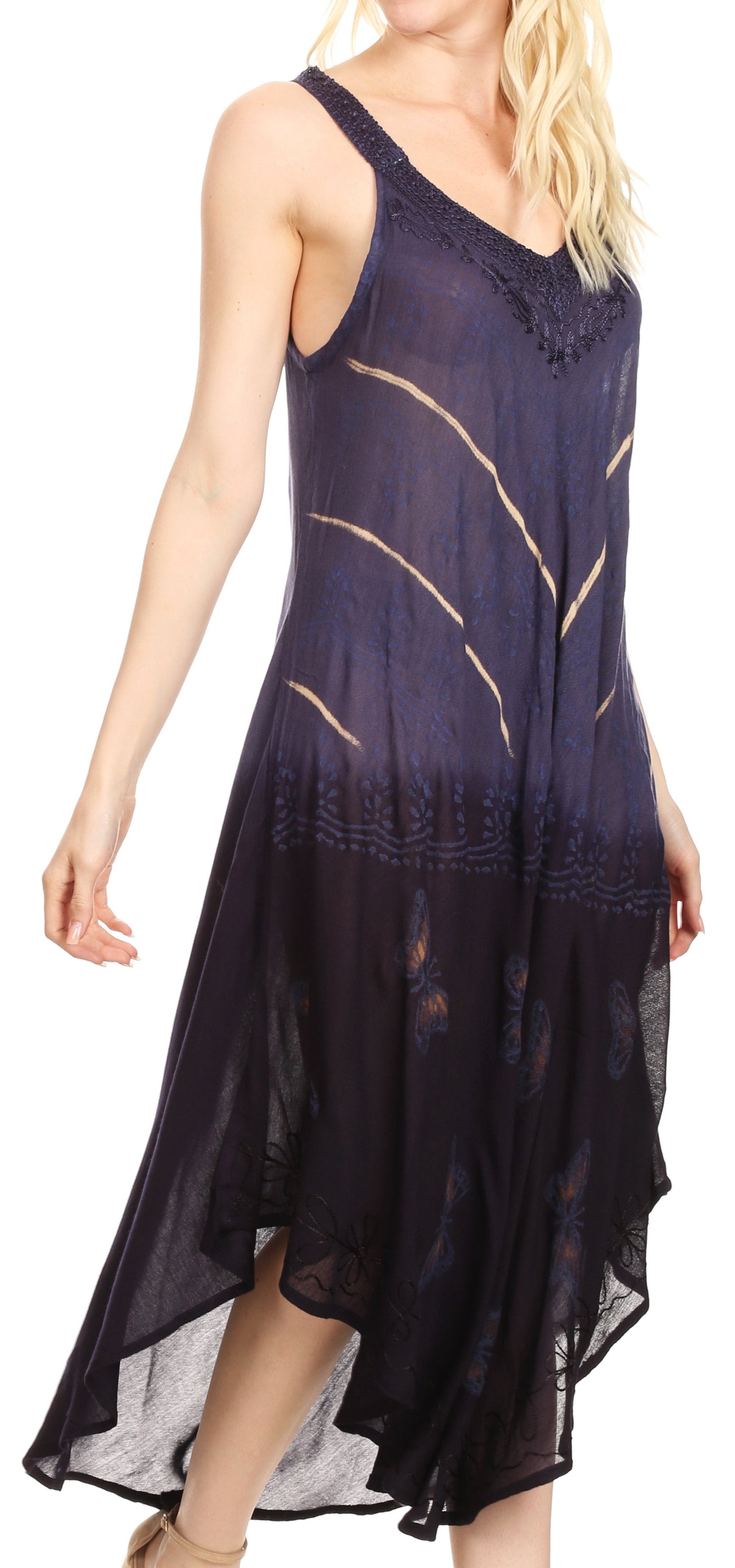 Vestido caftán Sakkas Liz para mujer, largo, suelto, sin mangas, informal, de verano