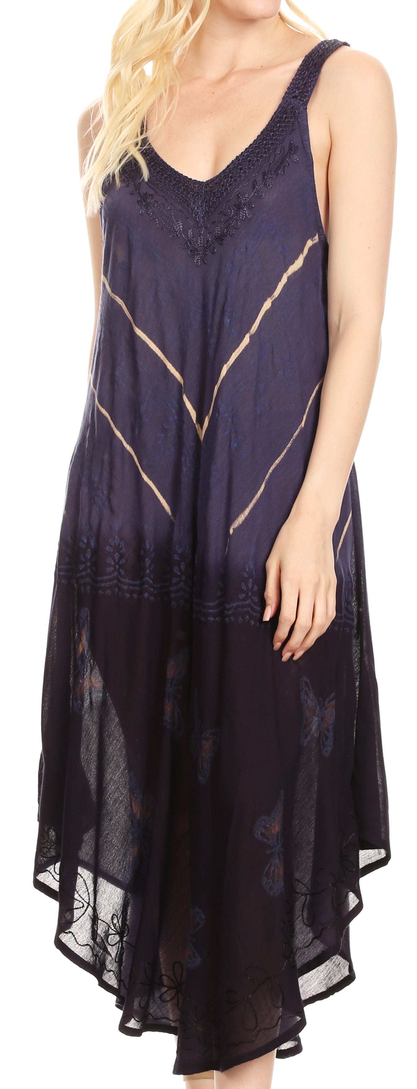 Vestido caftán Sakkas Liz para mujer, largo, suelto, sin mangas, informal, de verano