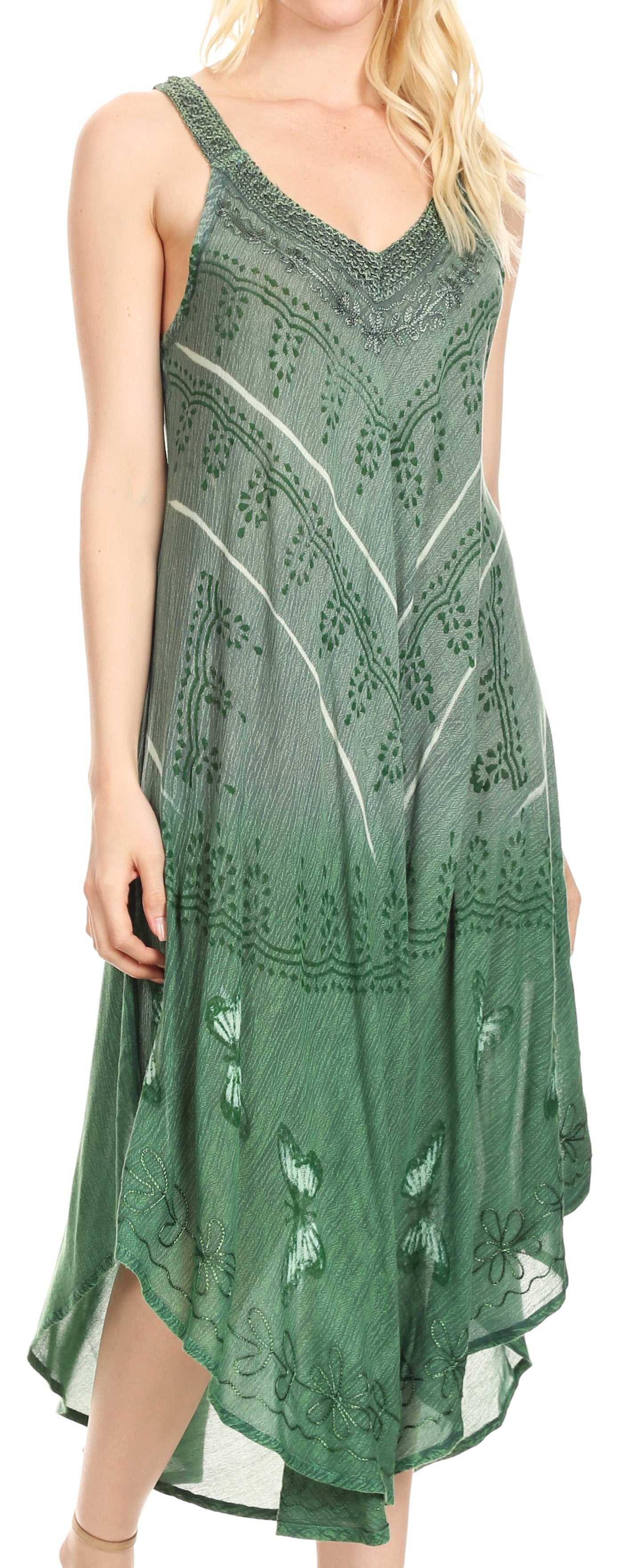 Vestido caftán Sakkas Liz para mujer, largo, suelto, sin mangas, informal, de verano