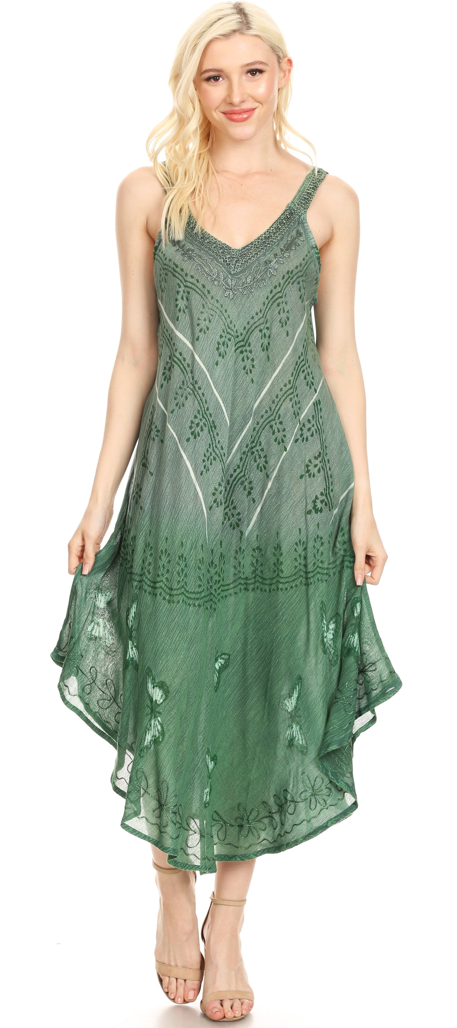 Vestido caftán Sakkas Liz para mujer, largo, suelto, sin mangas, informal, de verano