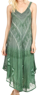Vestido caftán Sakkas Liz para mujer, largo, suelto, sin mangas, informal, de verano