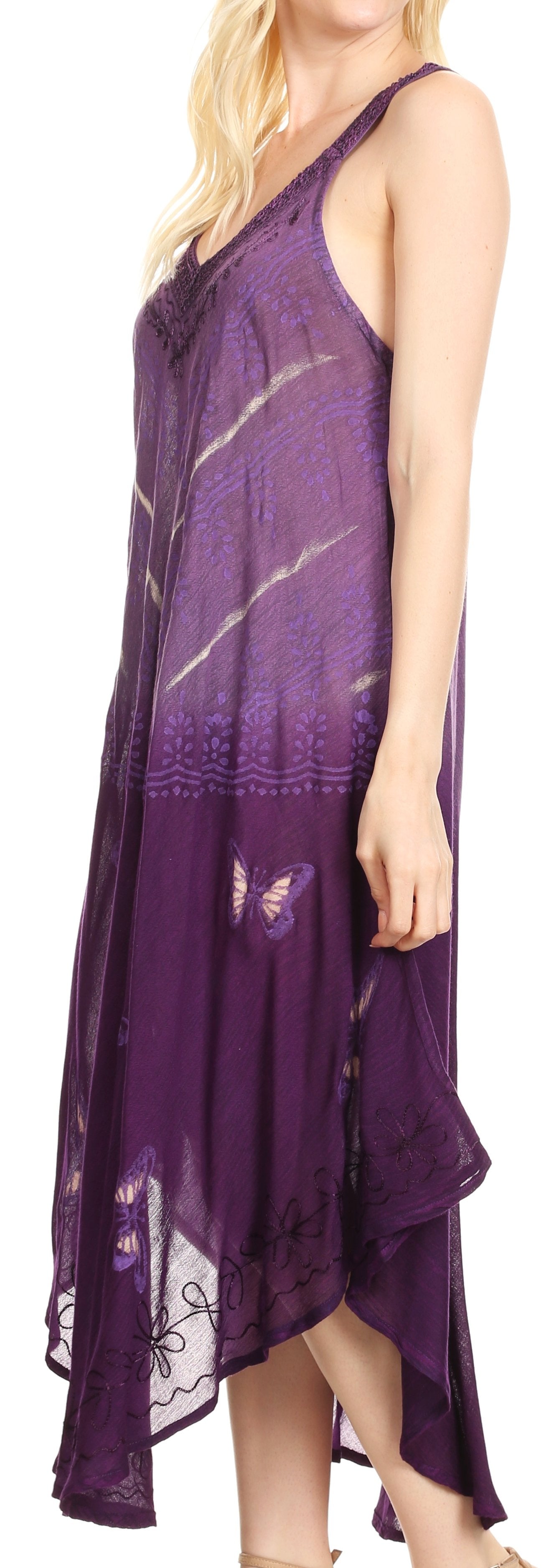 Vestido caftán Sakkas Liz para mujer, largo, suelto, sin mangas, informal, de verano