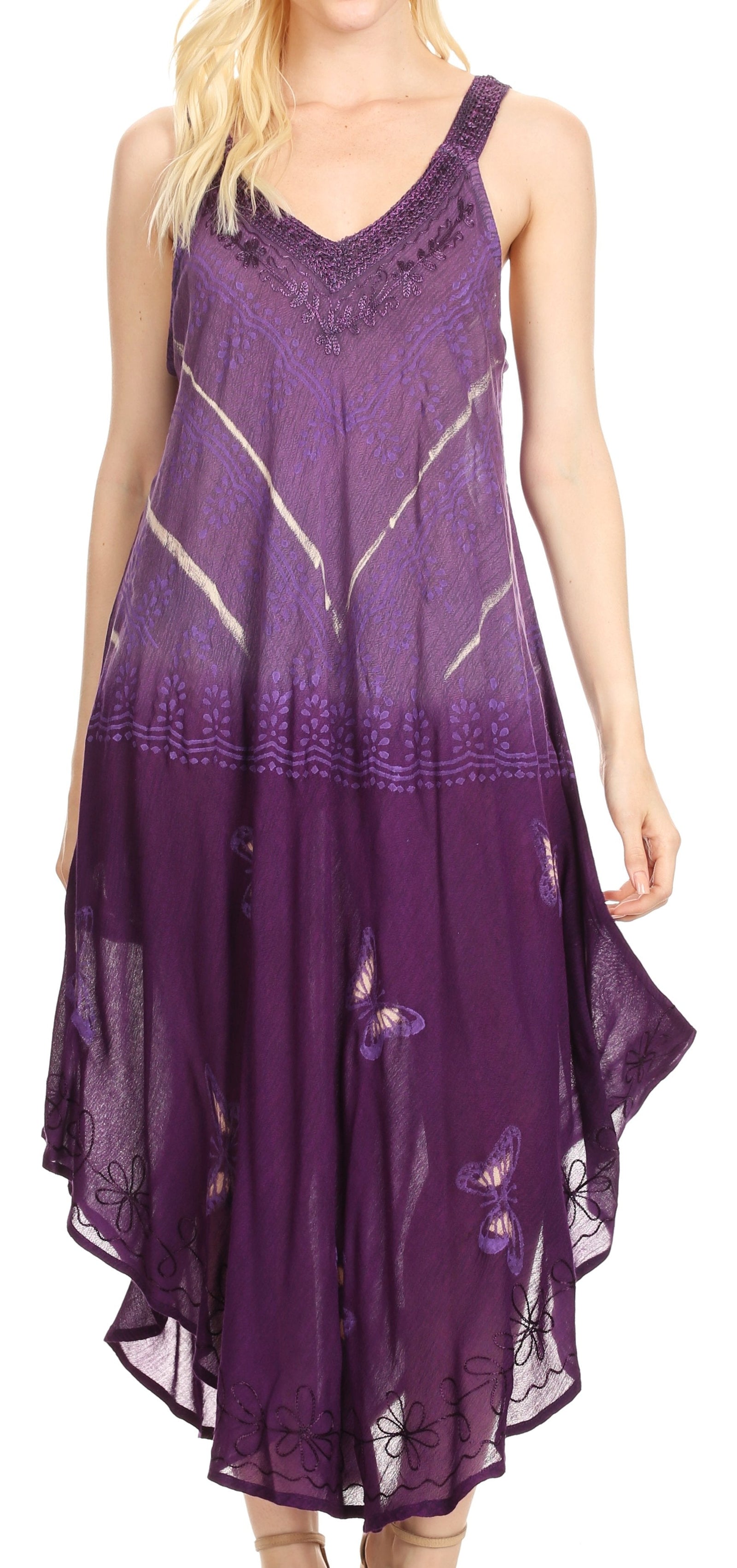 Vestido caftán Sakkas Liz para mujer, largo, suelto, sin mangas, informal, de verano
