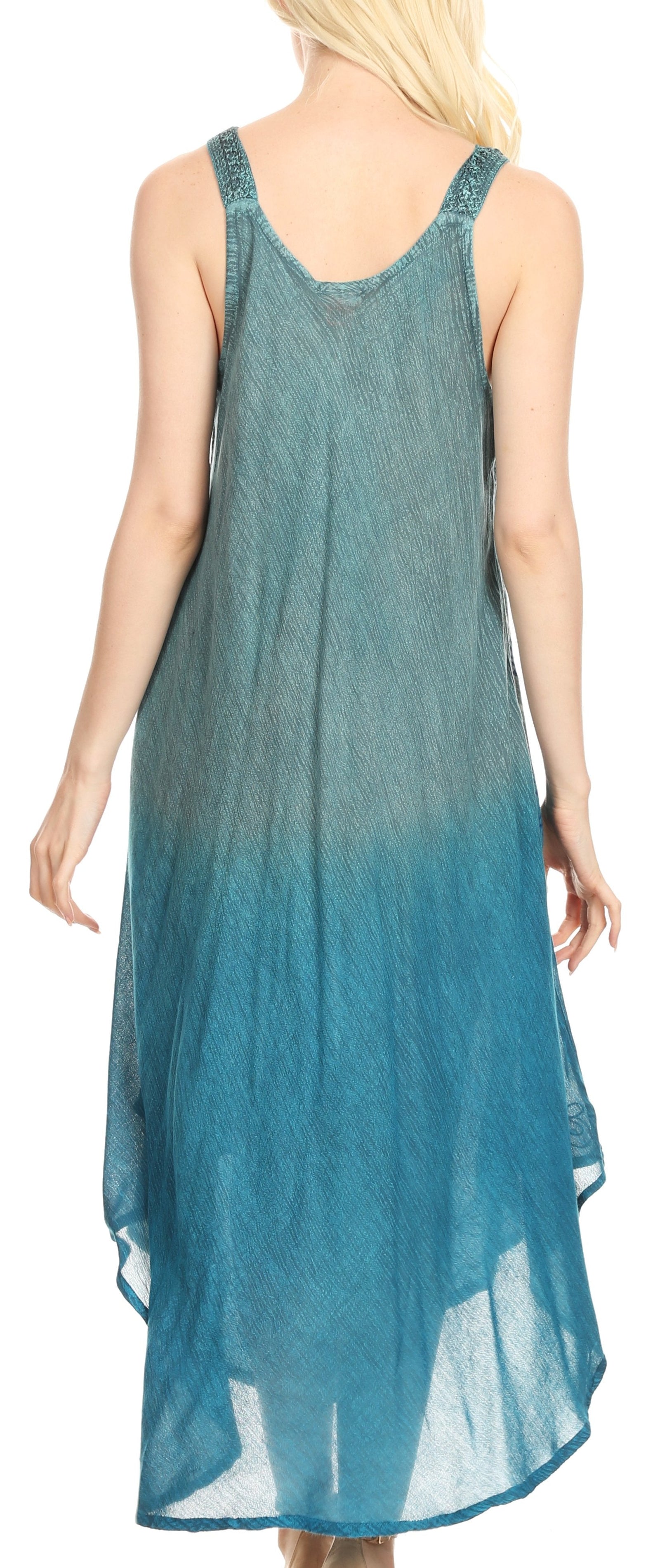 Vestido caftán Sakkas Liz para mujer, largo, suelto, sin mangas, informal, de verano