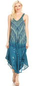 Vestido caftán Sakkas Liz para mujer, largo, suelto, sin mangas, informal, de verano