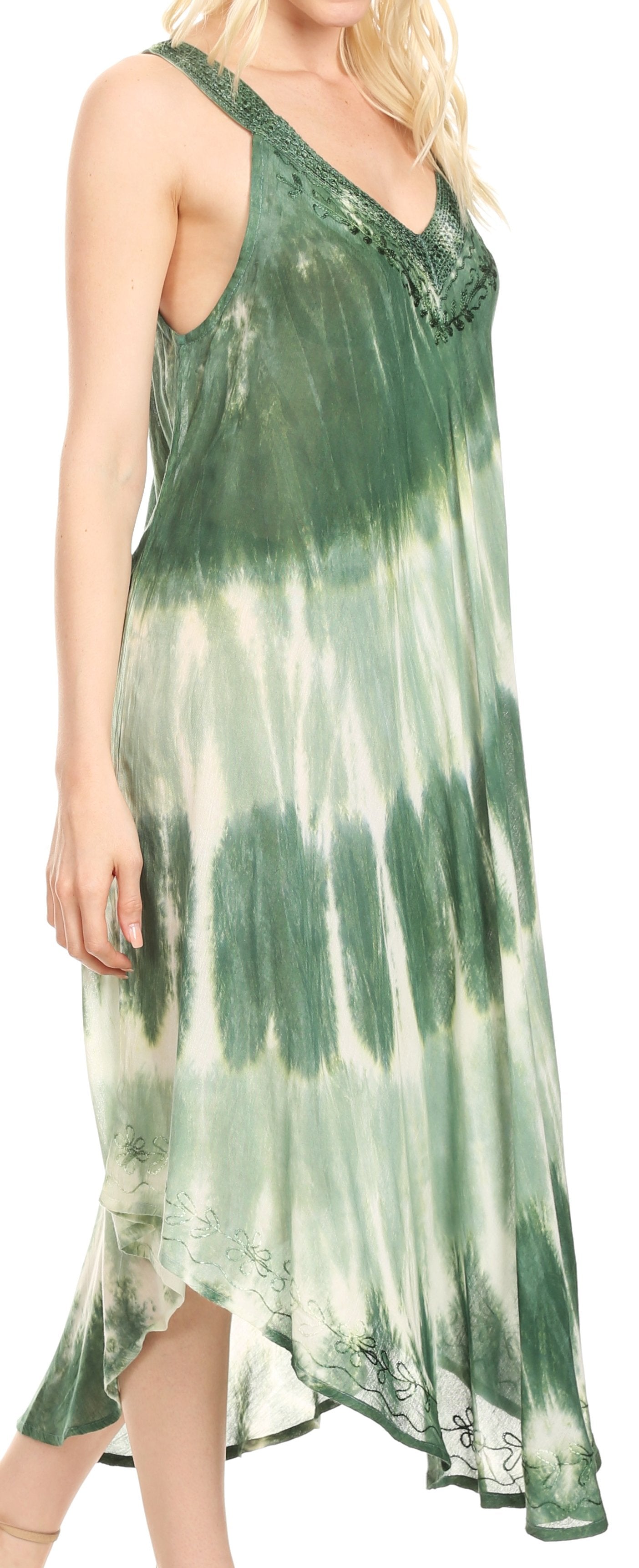 Vestido caftán Sakkas Liz para mujer, largo, suelto, sin mangas, informal, de verano