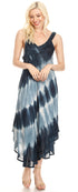 Vestido caftán Sakkas Liz para mujer, largo, suelto, sin mangas, informal, de verano