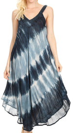 Vestido caftán Sakkas Liz para mujer, largo, suelto, sin mangas, informal, de verano