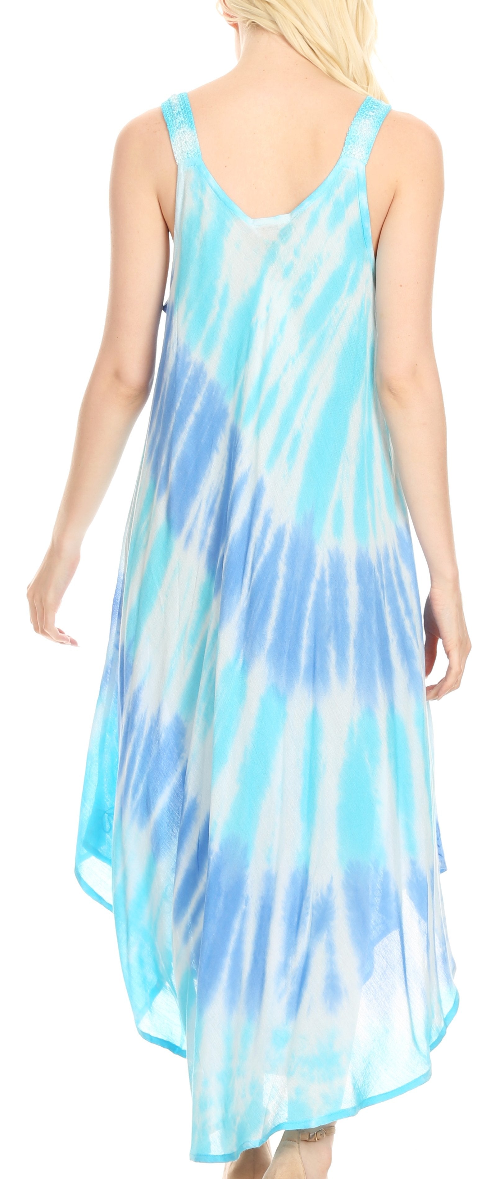 Vestido caftán Sakkas Liz para mujer, largo, suelto, sin mangas, informal, de verano