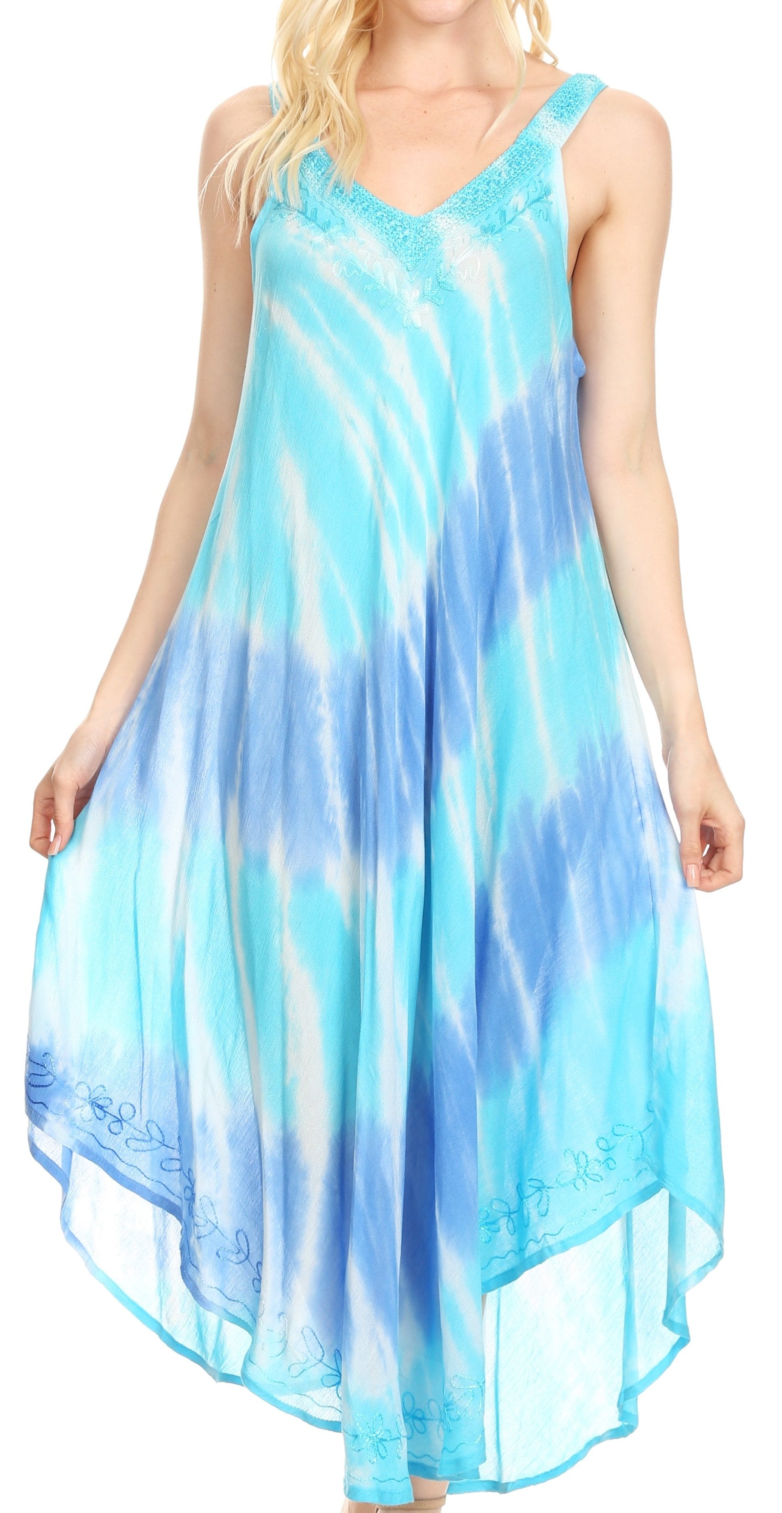 Vestido caftán Sakkas Liz para mujer, largo, suelto, sin mangas, informal, de verano
