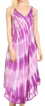 Vestido caftán Sakkas Liz para mujer, largo, suelto, sin mangas, informal, de verano