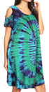 Vestido corto acampanado de punto con hombros descubiertos y manga corta para mujer de Sakkas Sienna