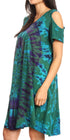 Vestido corto acampanado de punto con hombros descubiertos y manga corta para mujer de Sakkas Sienna