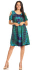 Vestido corto acampanado de punto con hombros descubiertos y manga corta para mujer de Sakkas Sienna
