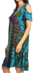 Vestido corto acampanado de punto con hombros descubiertos y manga corta para mujer de Sakkas Sienna