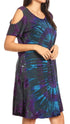 Vestido corto acampanado de punto con hombros descubiertos y manga corta para mujer de Sakkas Sienna