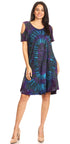 Vestido corto acampanado de punto con hombros descubiertos y manga corta para mujer de Sakkas Sienna