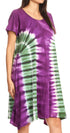 Vestido Sirena de mujer, informal, holgado, liso, de manga corta y escote redondo, estilo midi, acampanado, de Sakkas