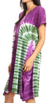 Vestido Sirena de mujer, informal, holgado, liso, de manga corta y escote redondo, estilo midi, acampanado, de Sakkas